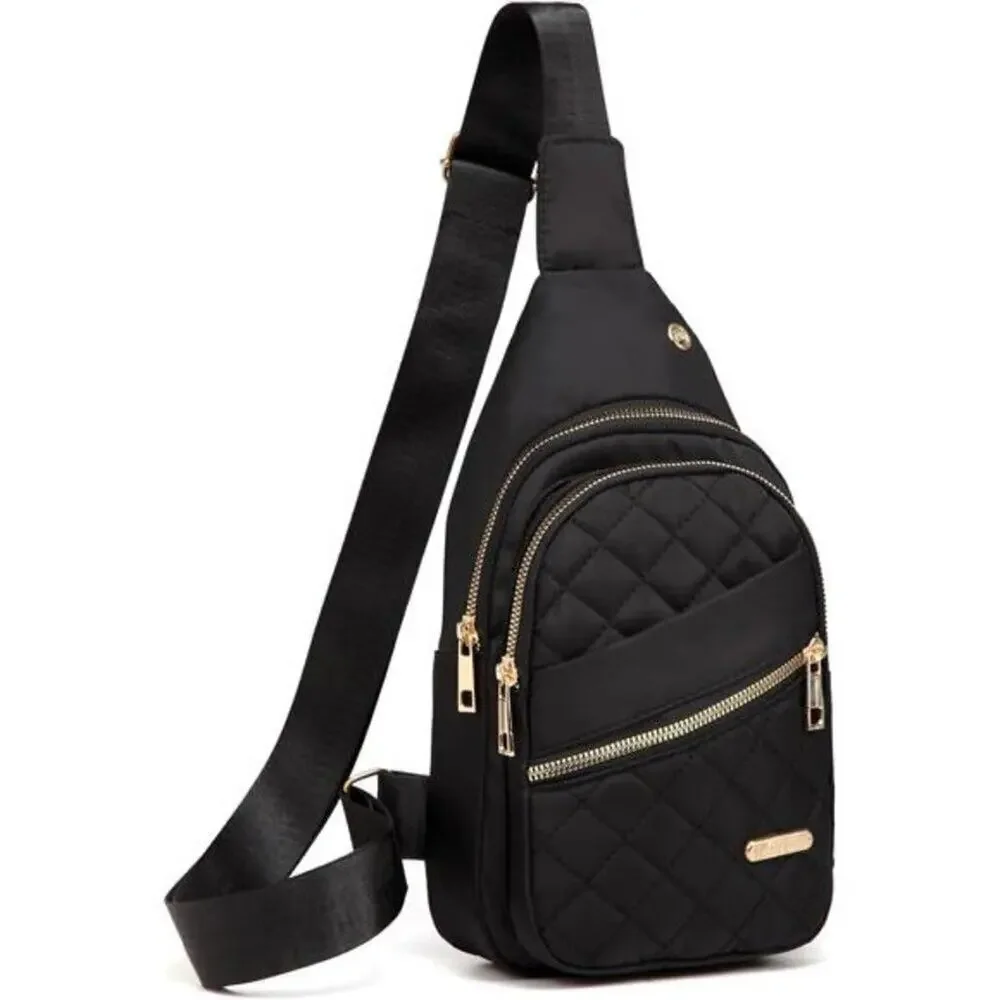 Small Sling Black Backpack Chest Bag Daypack Crossbody for Travel Sport